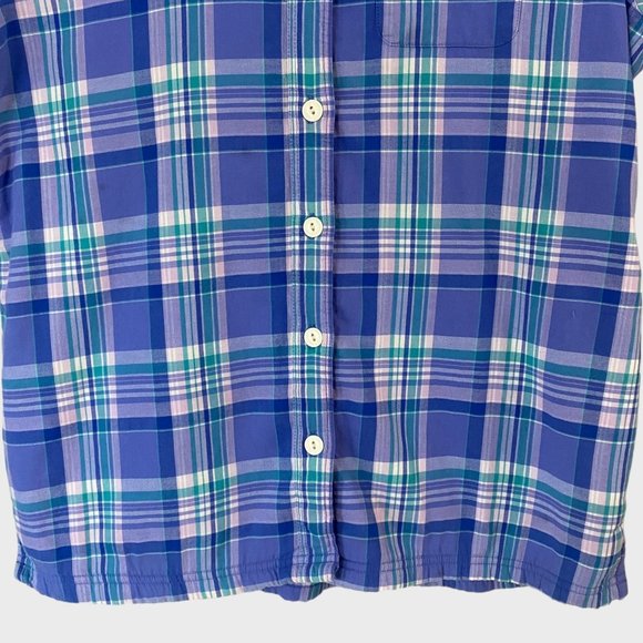 L.L. Bean Fleece Lined Flannel Shirt Womens Small Blue Plaid Button-Up Shacket - Picture 7 of 12